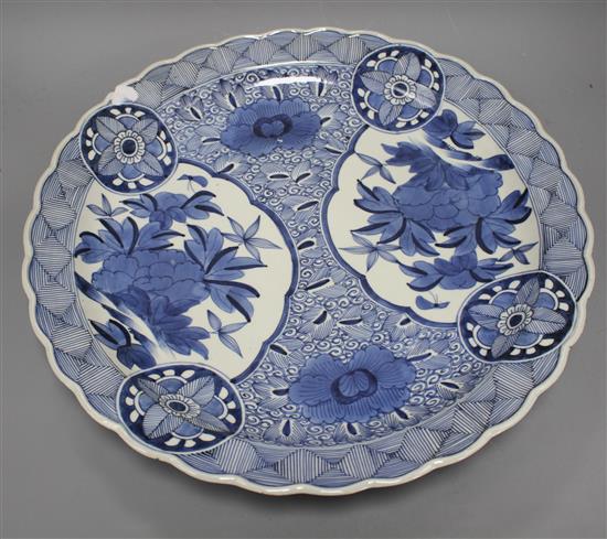 An Arita blue and white charger, 44.5cm